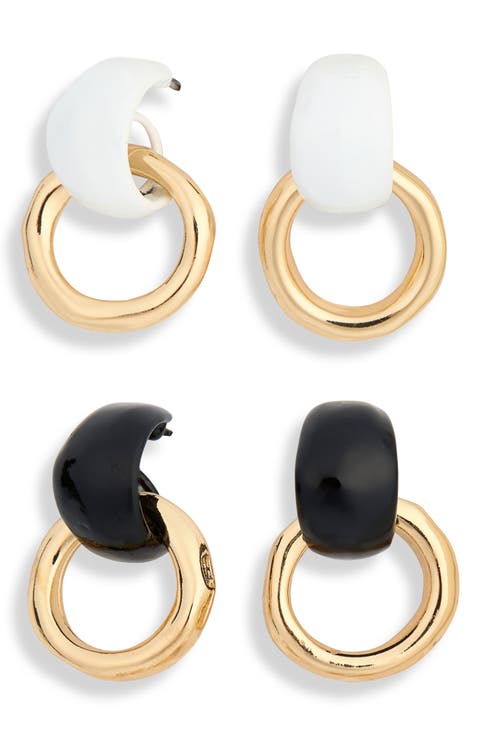 Set of 2 Enamel Doorknocker Drop Earrings