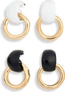 Tasha Set of 2 Enamel Doorknocker Drop Earrings