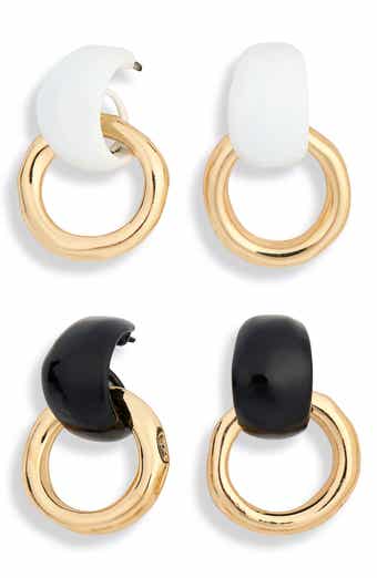 Set of 2 Enamel Doorknocker Drop Earrings