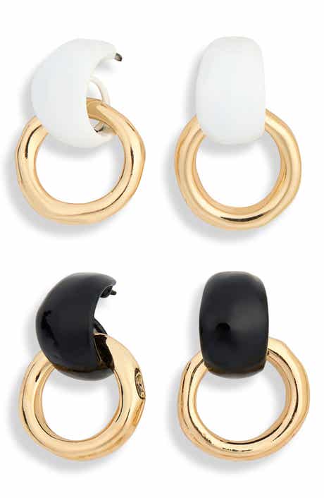 Set of 2 Enamel Doorknocker Drop Earrings