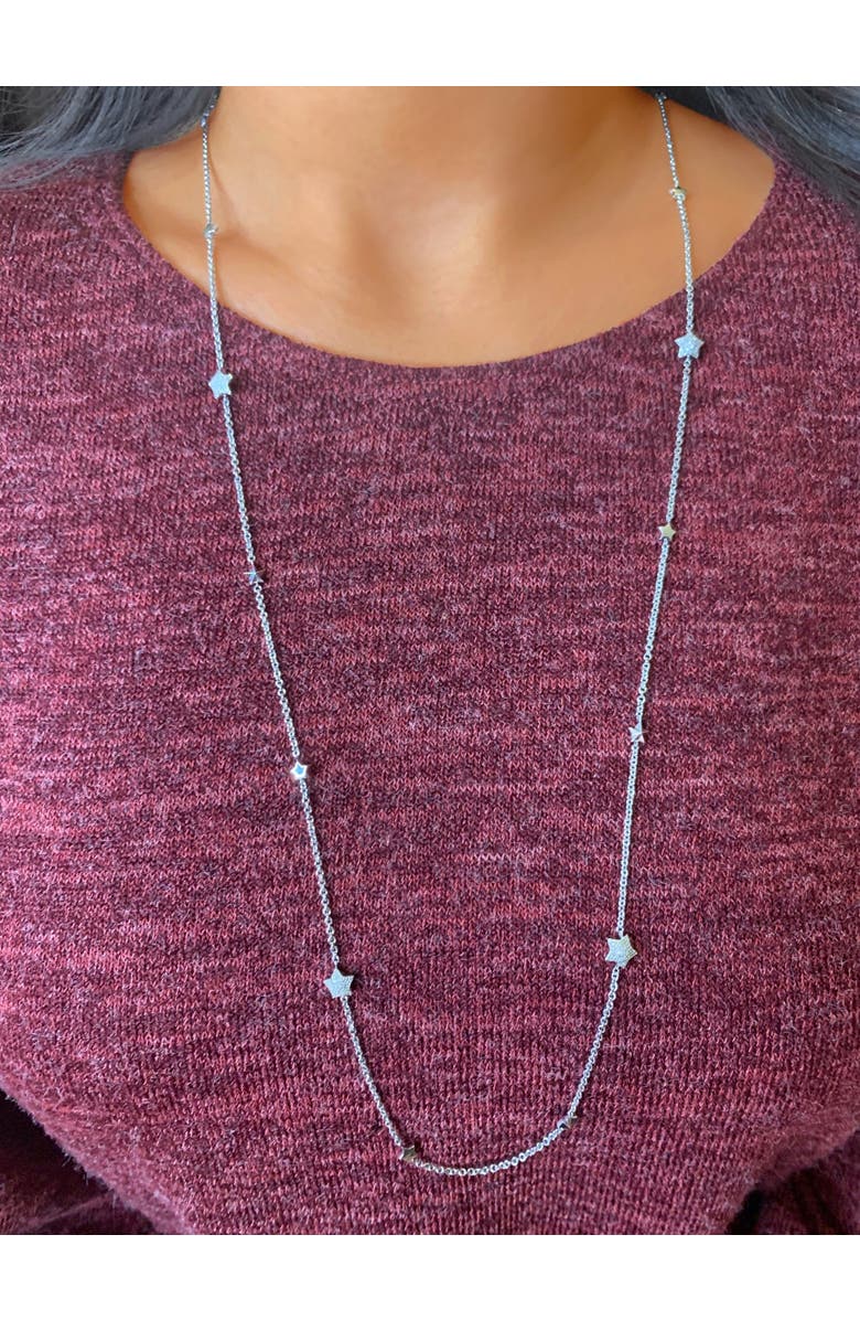 LuvMyJewelry Lucky Star Layered Sterling Silver Diamond Necklace, Alternate, color, 