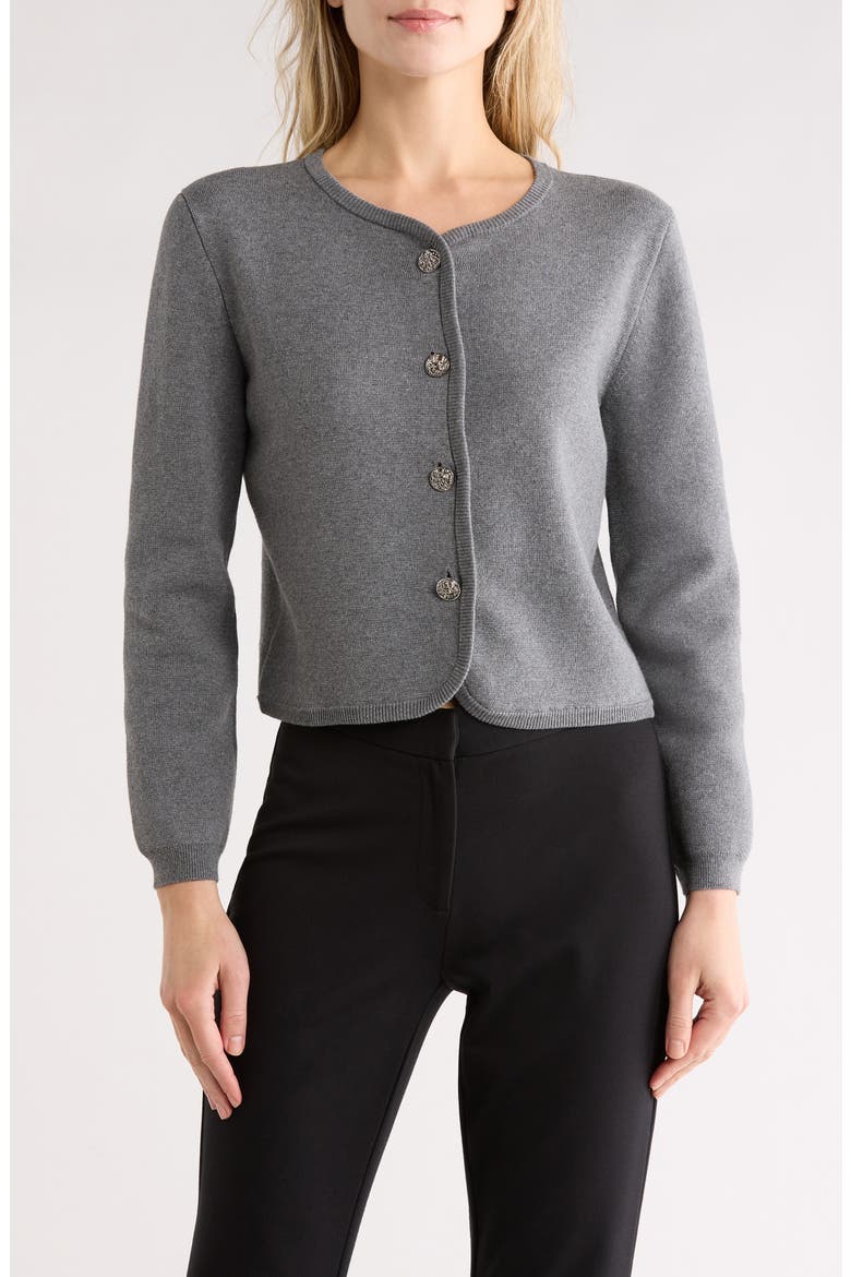 Dee Cotton Blend Crop Cardigan, Main, color, HEATHER GREY