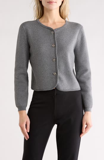 rag & bone Dee Cotton Blend Crop Cardigan in Heather Grey at Nordstrom Rack, Size Medium