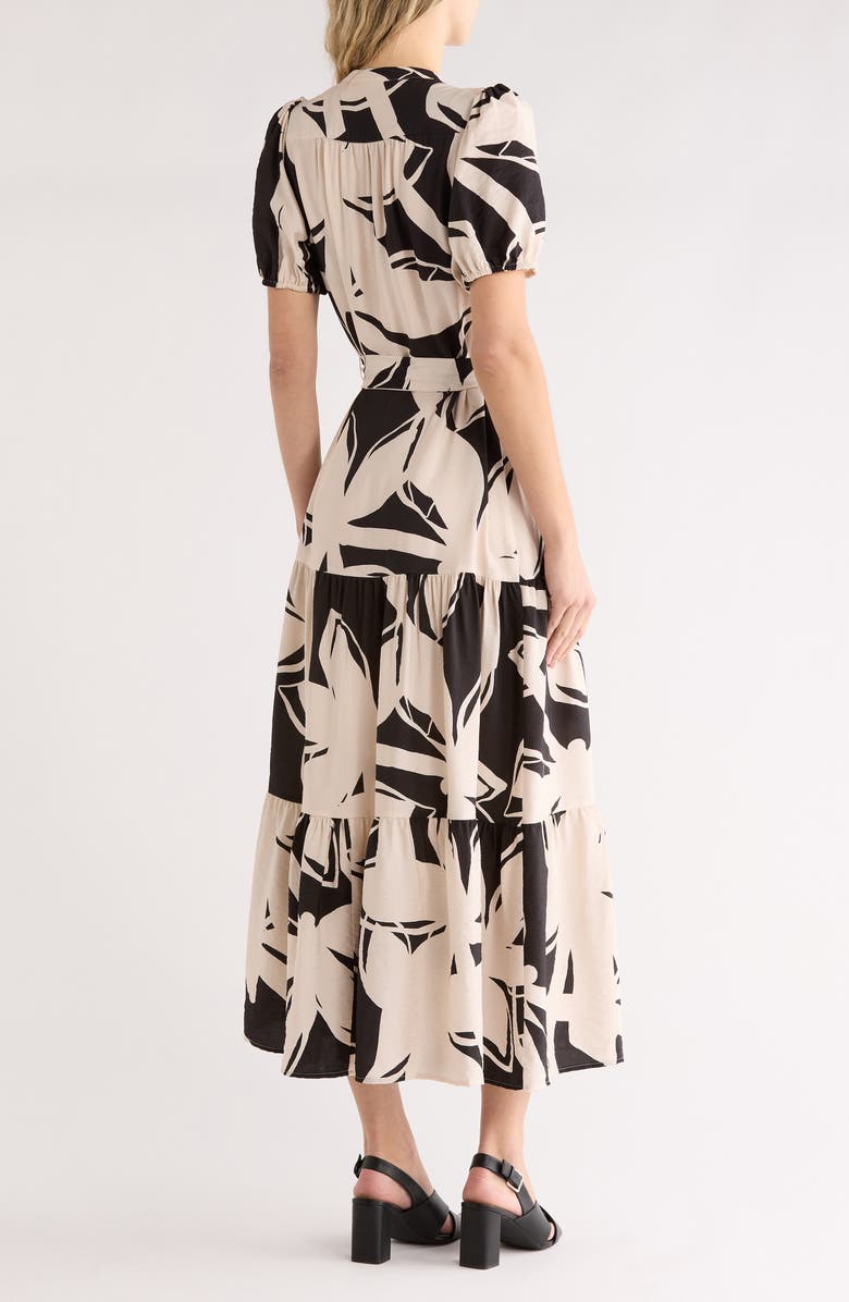 Halogen<sup>®</sup> Print Belted Maxi Dress, Alternate, color, Rich Black 060