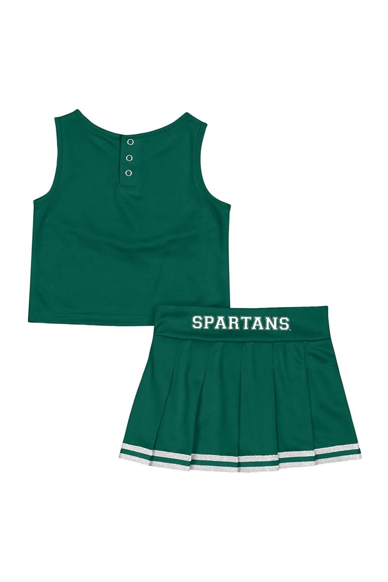 Girls Toddler Colosseum Green Michigan State Spartans Time For Recess Cheer Top & Skirt Set, Alternate, color, Green