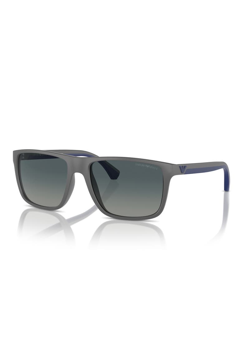 56mm Polarized Square Sunglasses, Alternate, color, GREY / GRADIENT BLUE POLAR