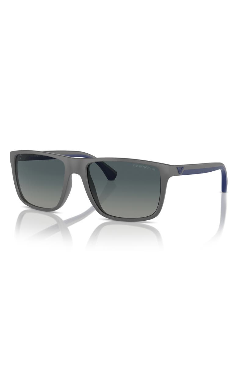 Emporio Armani 56mm Polarized Square Sunglasses, Alternate, color, Grey / Gradient Blue Polar