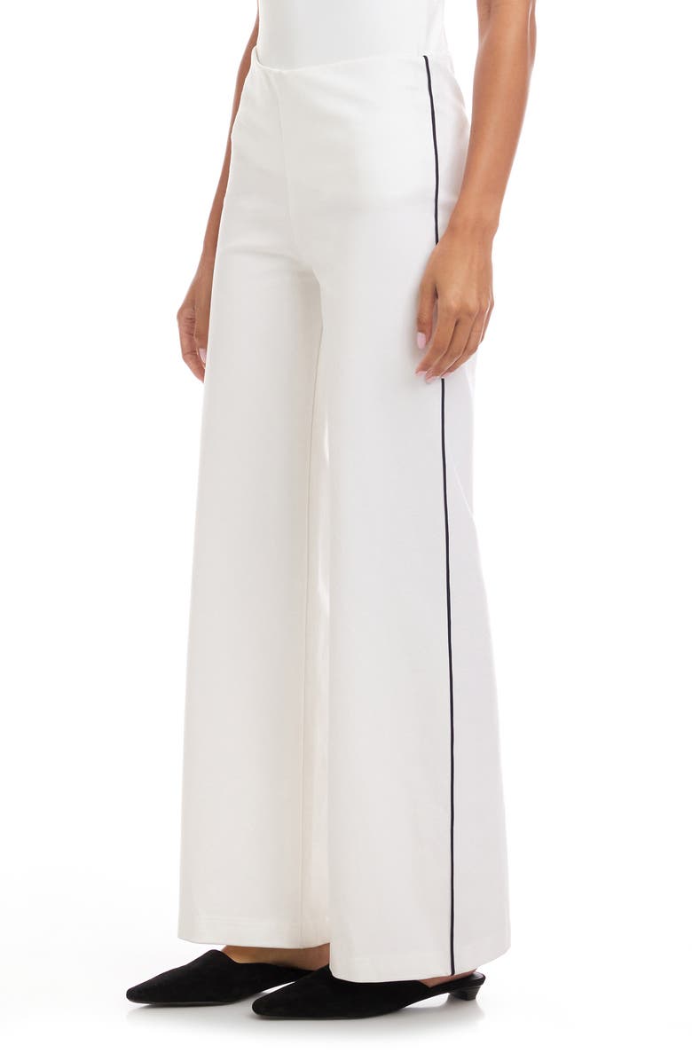 Karen Kane Contrast Piped Wide Leg Pants, Alternate, color, Off White