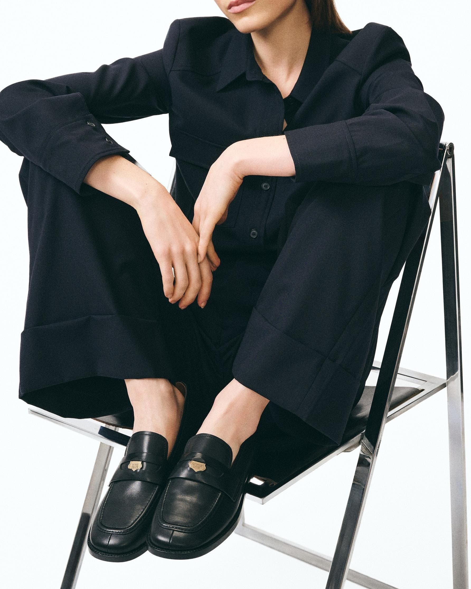 Luciano Leather Loafer, Alternate, color, Black Grace
