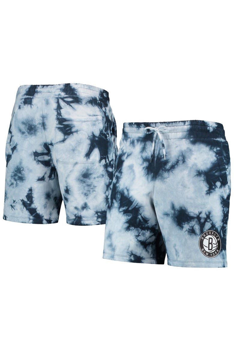 Men's New Era Blue Brooklyn Nets Fleece Tie-Dye Shorts, Main, color, Blue