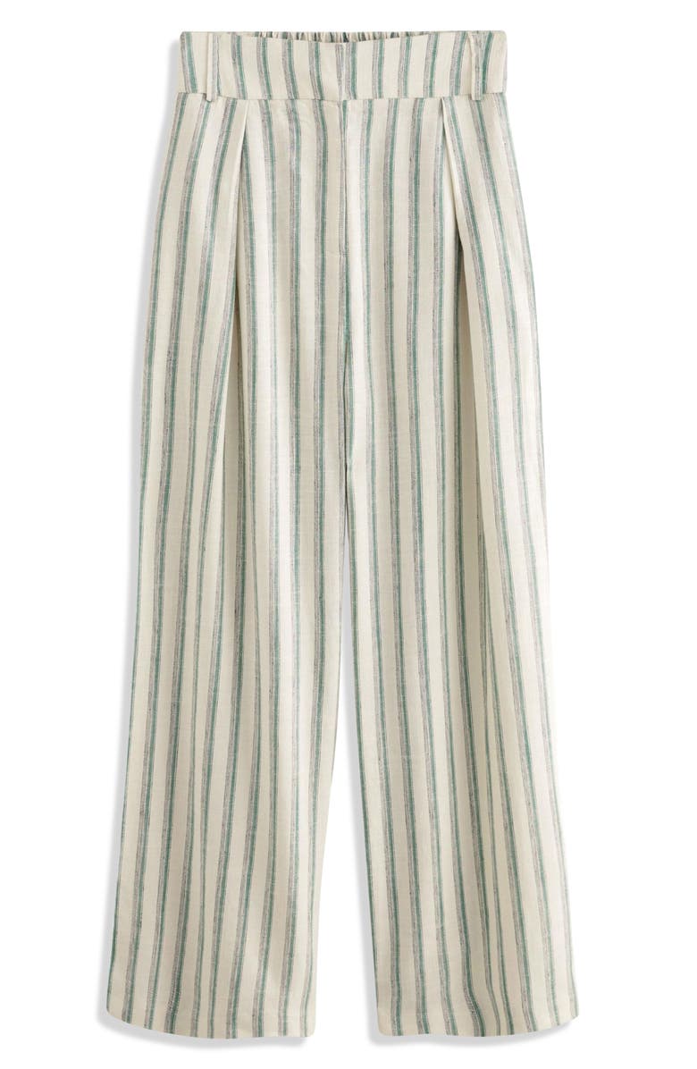 NEXT Elastic Back Stripe Wide Leg Linen Pants, Alternate, color,