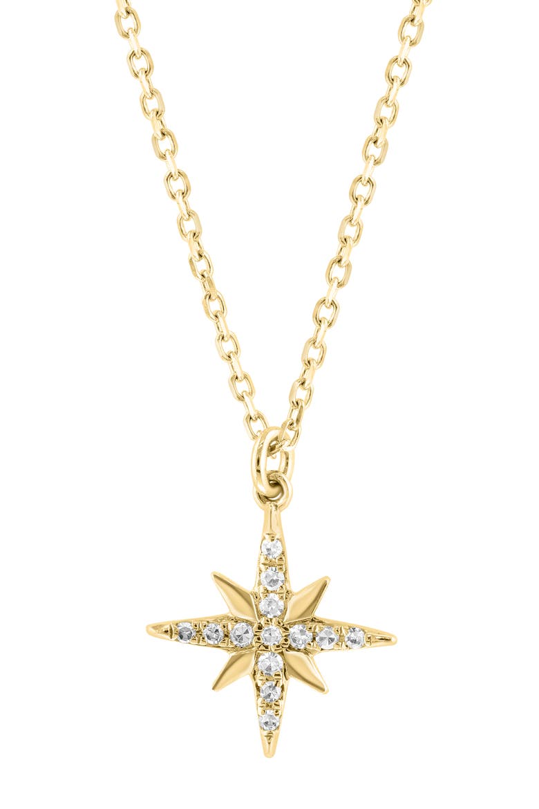 14K Gold Plated Sterling Silver Pavé Diamond Star Pendant Necklace, Main, color, GOLD