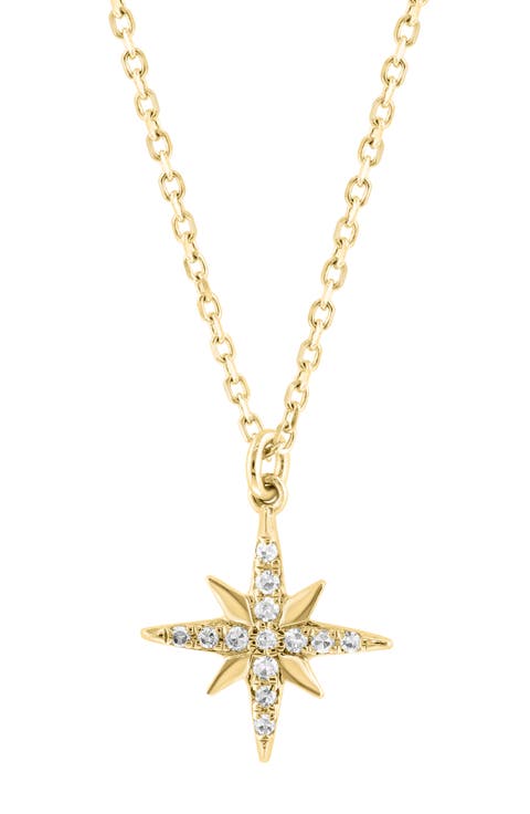 14K Gold Plated Sterling Silver Pavé Diamond Star Pendant Necklace