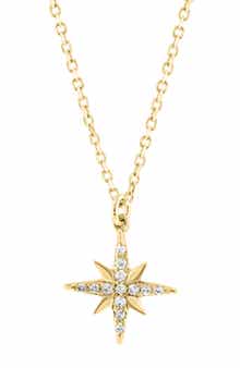 14K Gold Plated Sterling Silver Pavé Diamond Star Pendant Necklace