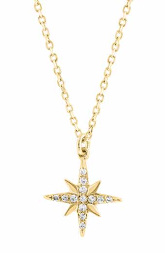 14K Gold Plated Sterling Silver Pavé Diamond Star Pendant Necklace