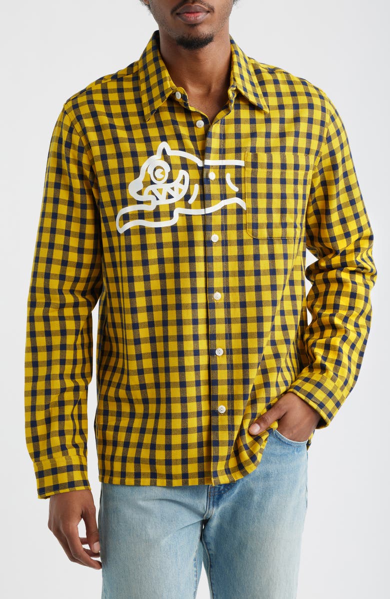 ICECREAM Mean Gene Long Sleeve Button-Up Shirt, Main, color, Black Iris