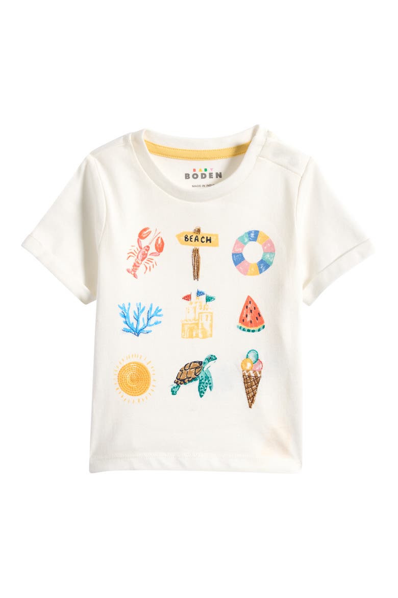 Embroidered Cotton Graphic T-Shirt, Main, color, IVORY SUMMER LOGO