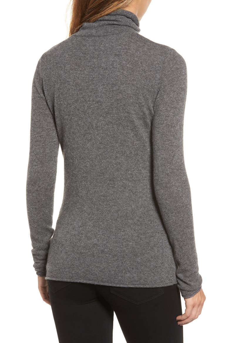 Funnel Neck Cashmere Sweater, Alternate, color, HEATHER DARK GREY