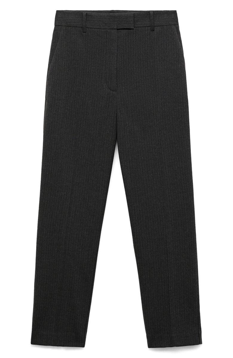 MANGO Pinstripe Ankle Pants, Alternate, color, Grey