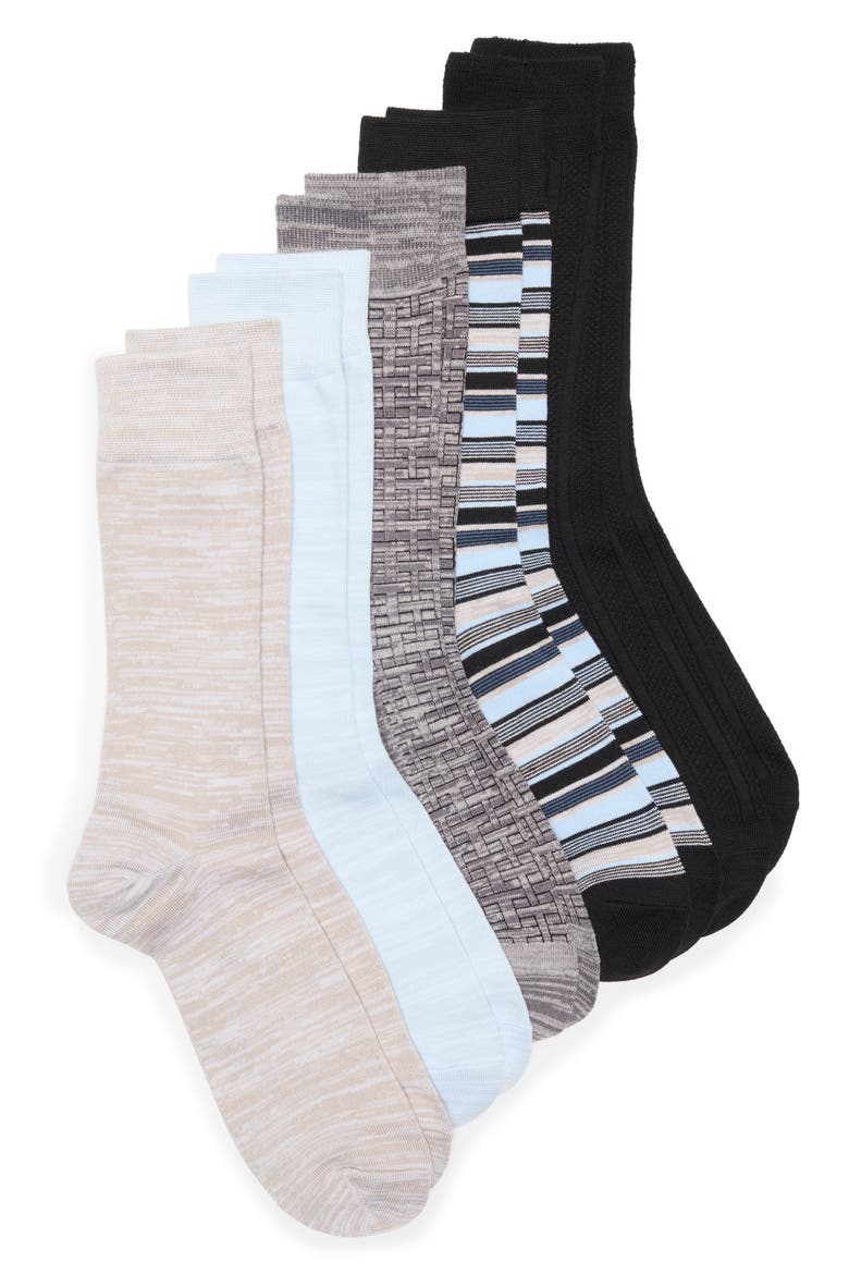 Assorted 5-Pack Dress Socks, Main, color, GREY -BLUE -BLACK