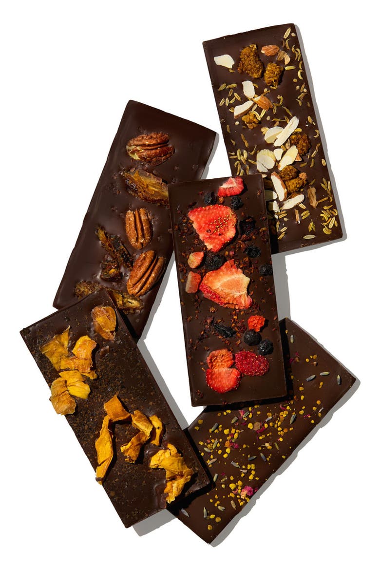 Embellished Variety Pack Date Dark Sweetened Chocolate Bars 5-Piece Gift Box, Alternate, color, MULTI