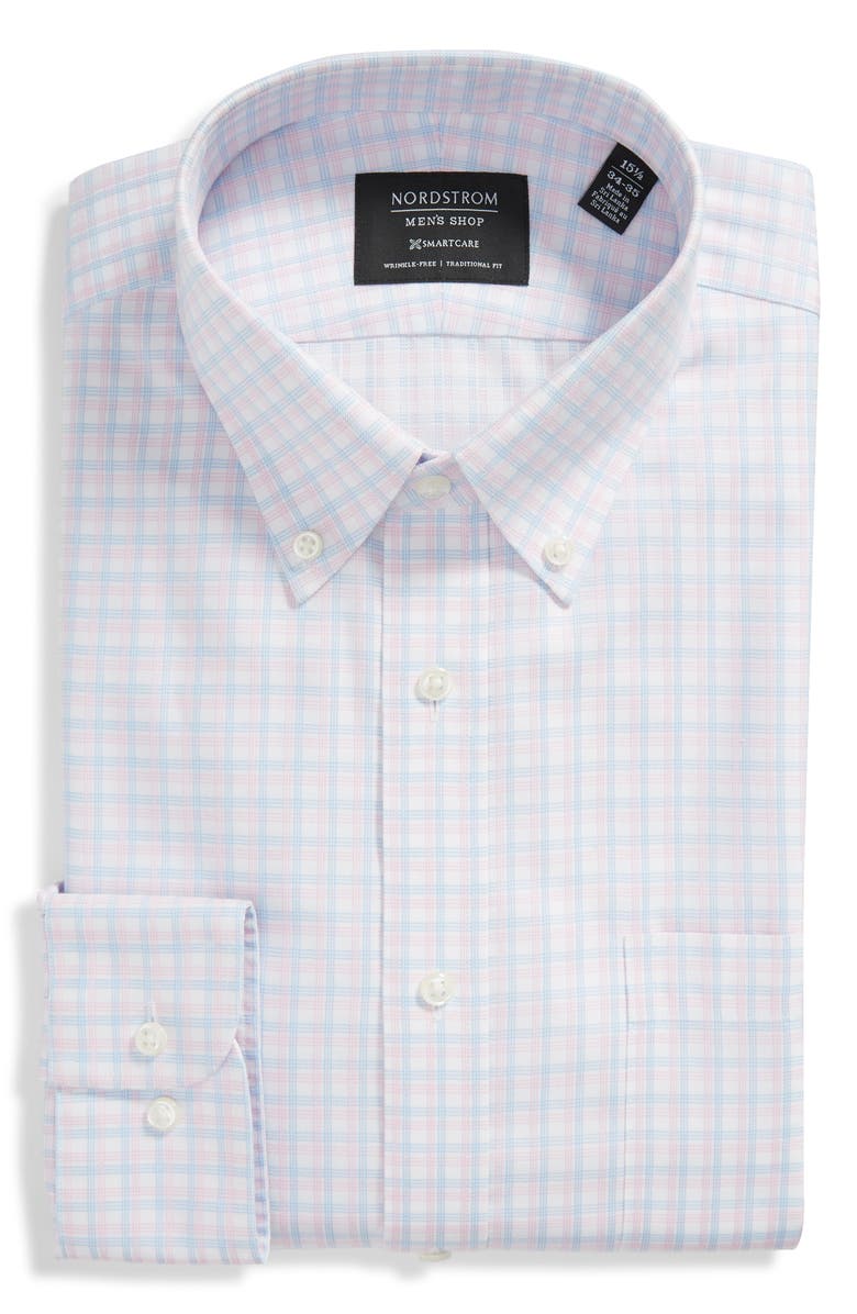 NORDSTROM MEN'S SHOP Nordstrom Smartcare<sup>™</sup> Traditional Fit Plaid Dress Shirt, Main, color,