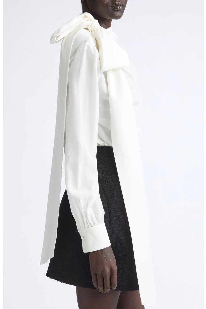 Silk Top with Shoulder Sash, Alternate, color, LIGHT IVORY