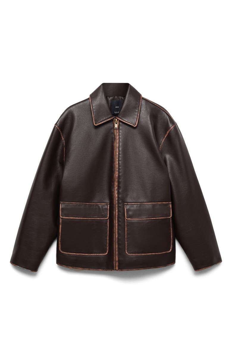 MANGO Oversize Faux Leather Jacket, Alternate, color,