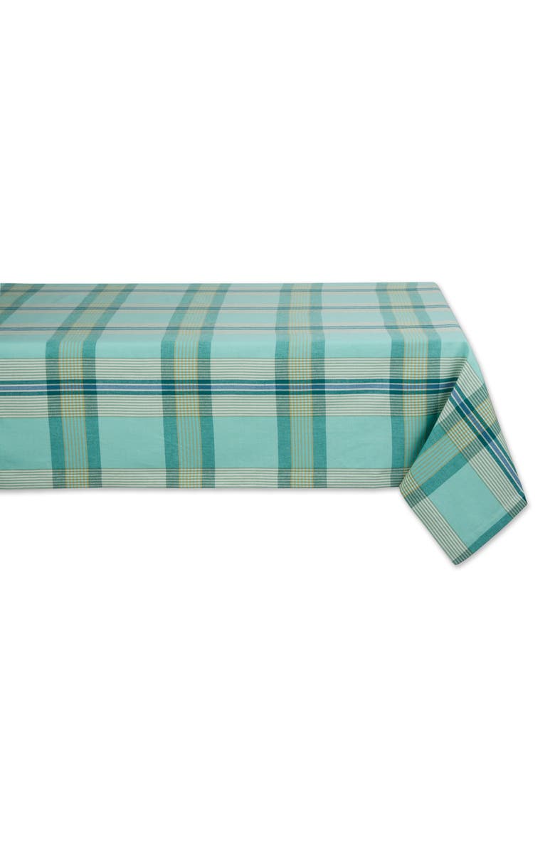 Design Imports Trellis Plaid Tablecloth, Main, color, Blue