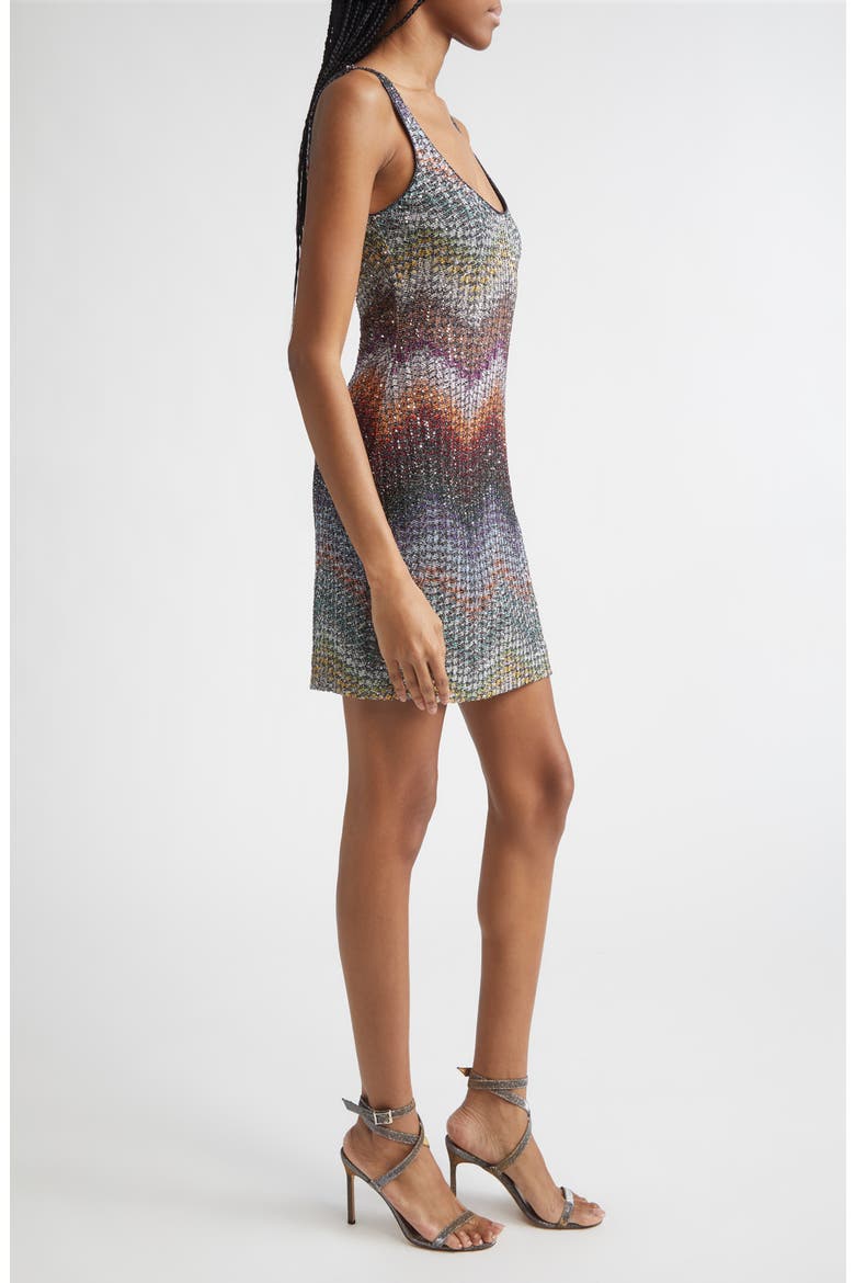 Zigzag Metallic Sequin Caperdoni Knit Minidress, Alternate, color, MULTI DARK