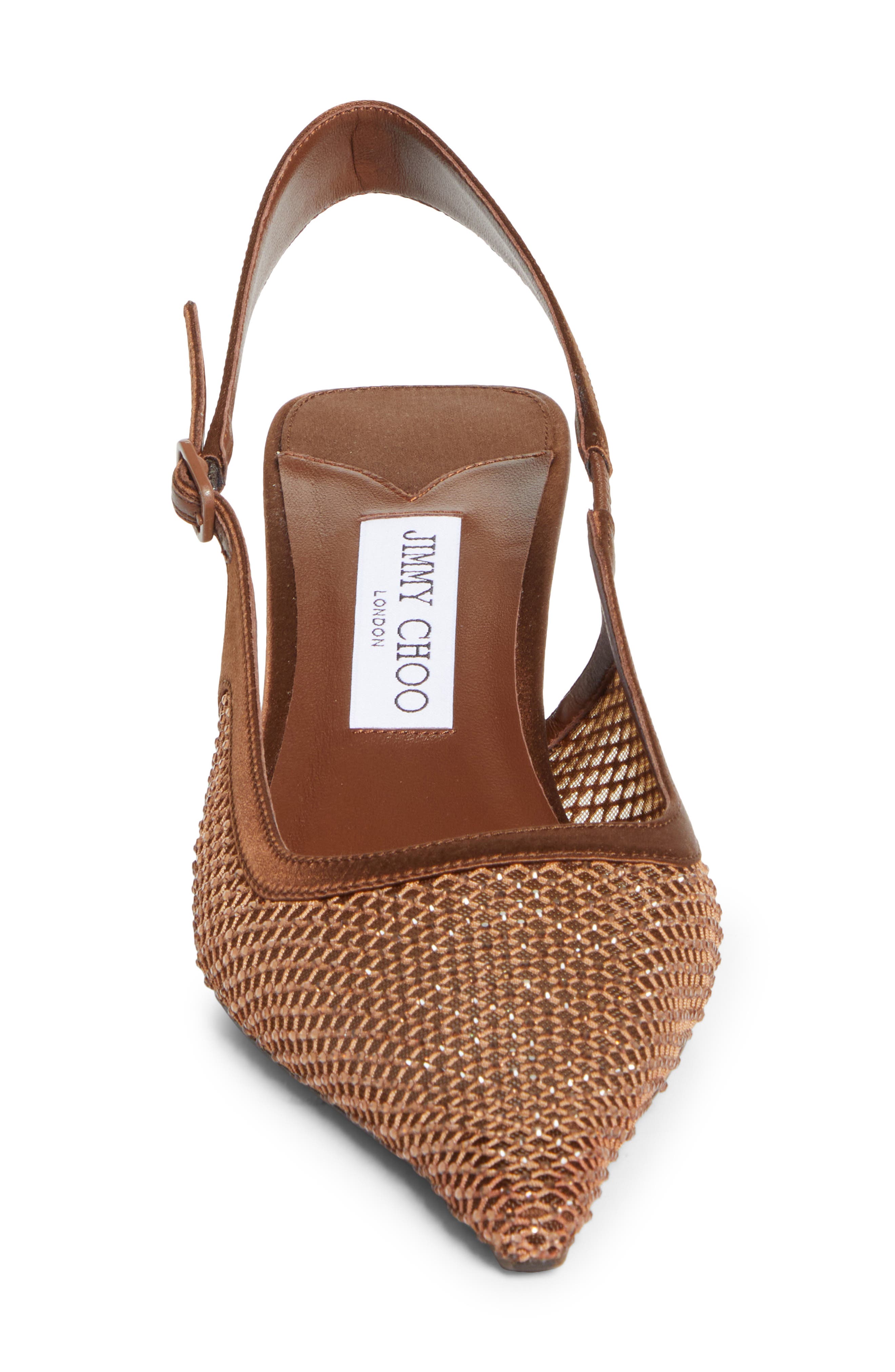 Jimmy Choo Amel Crystal Mesh Kitten Heel Slingback Pump, Alternate, color, Bronze/ Bronze