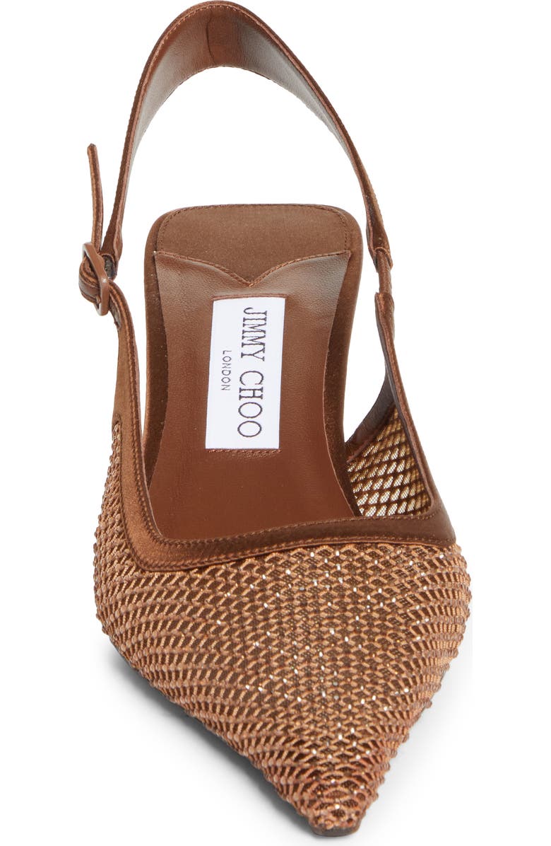 Jimmy Choo Amel Crystal Mesh Kitten Heel Slingback Pump, Alternate, color, Bronze/ Bronze