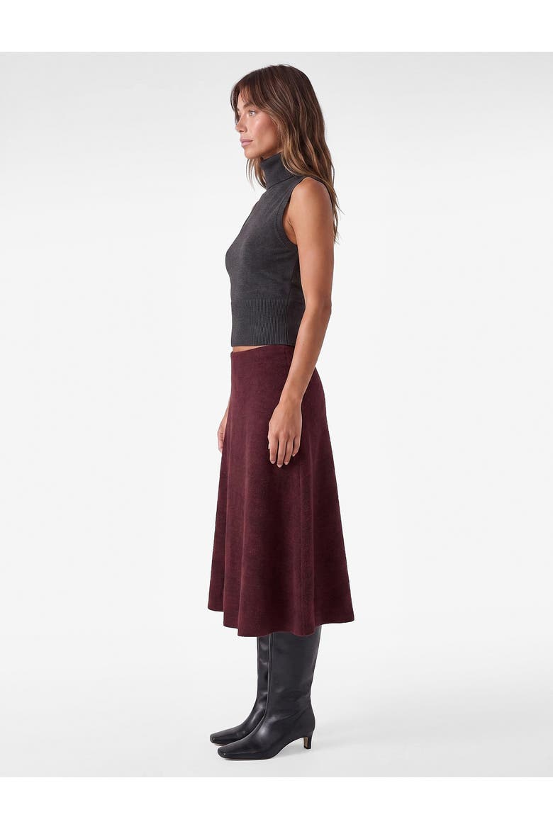 A Line Midi Skirt, Alternate, color, BORDEUX