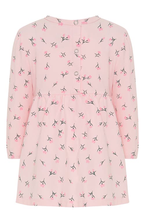 Tiny By Tiny Tribe Sweet Flowers Long Sleeve Stretch Cotton Dress In Pink