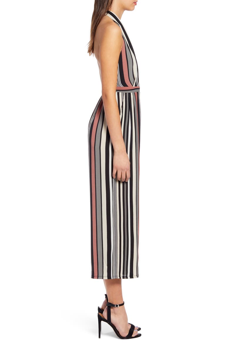 Halter Cropped Jumpsuit, Alternate, color, PINK CANYON VERTICAL STRIPE