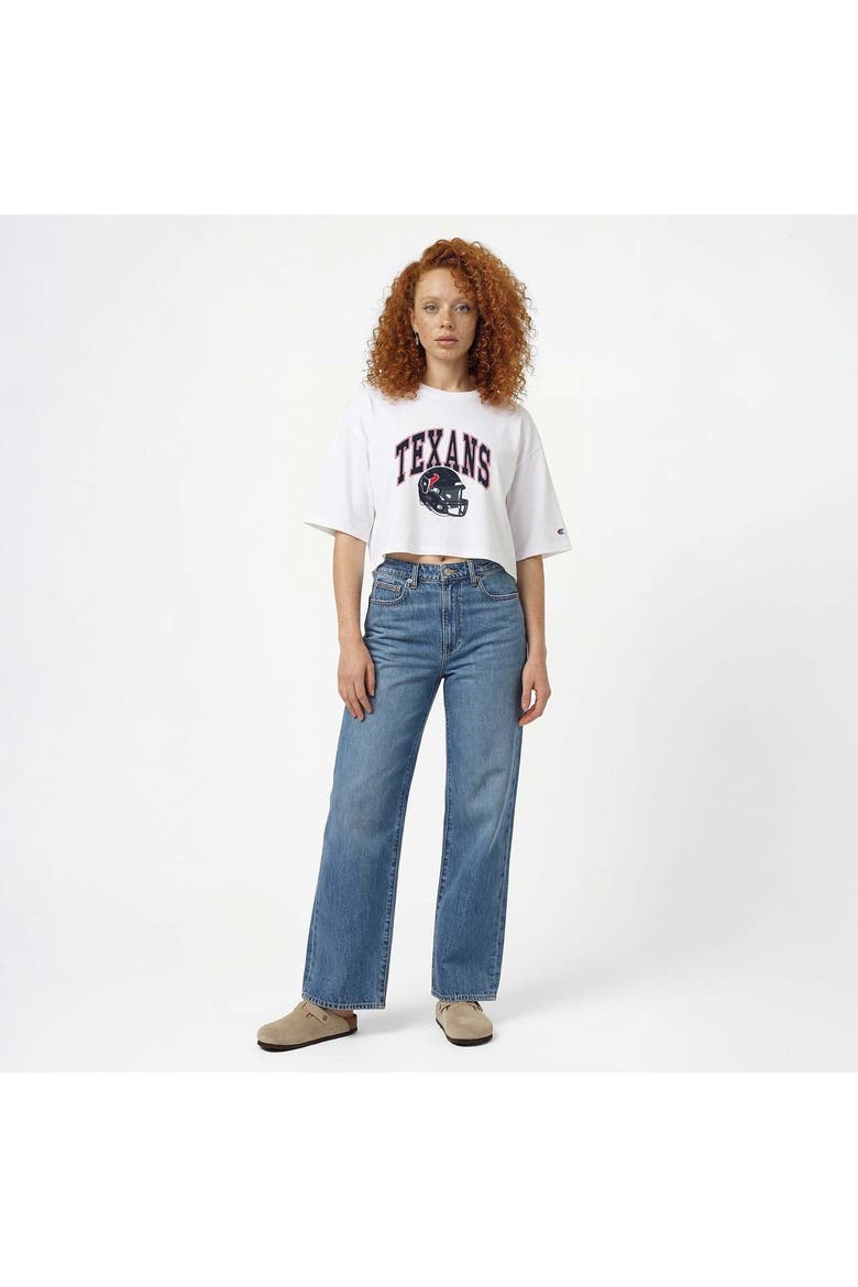 Women's Champion  White Houston Texans Boyfriend Cropped T-Shirt, Alternate, color, White