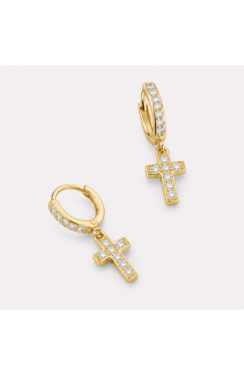 Donatello Gian Crystal Cross Earrings, Main, color, Silver
