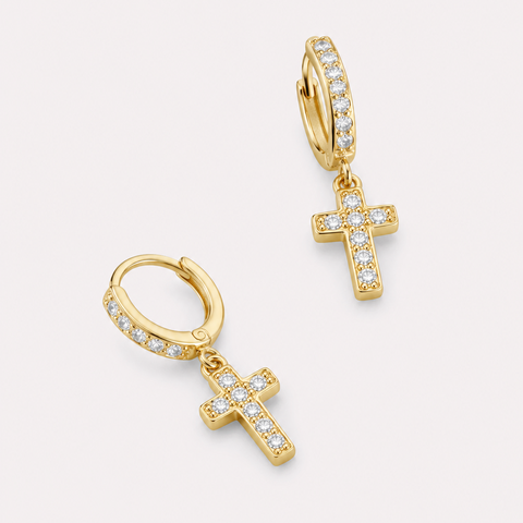 Crystal Cross Earrings