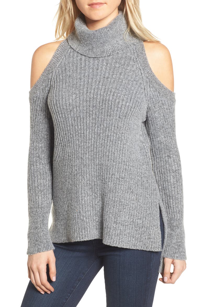 Rodell Cold Shoulder Sweater, Main, color, MEDIUM HEATHER GREY