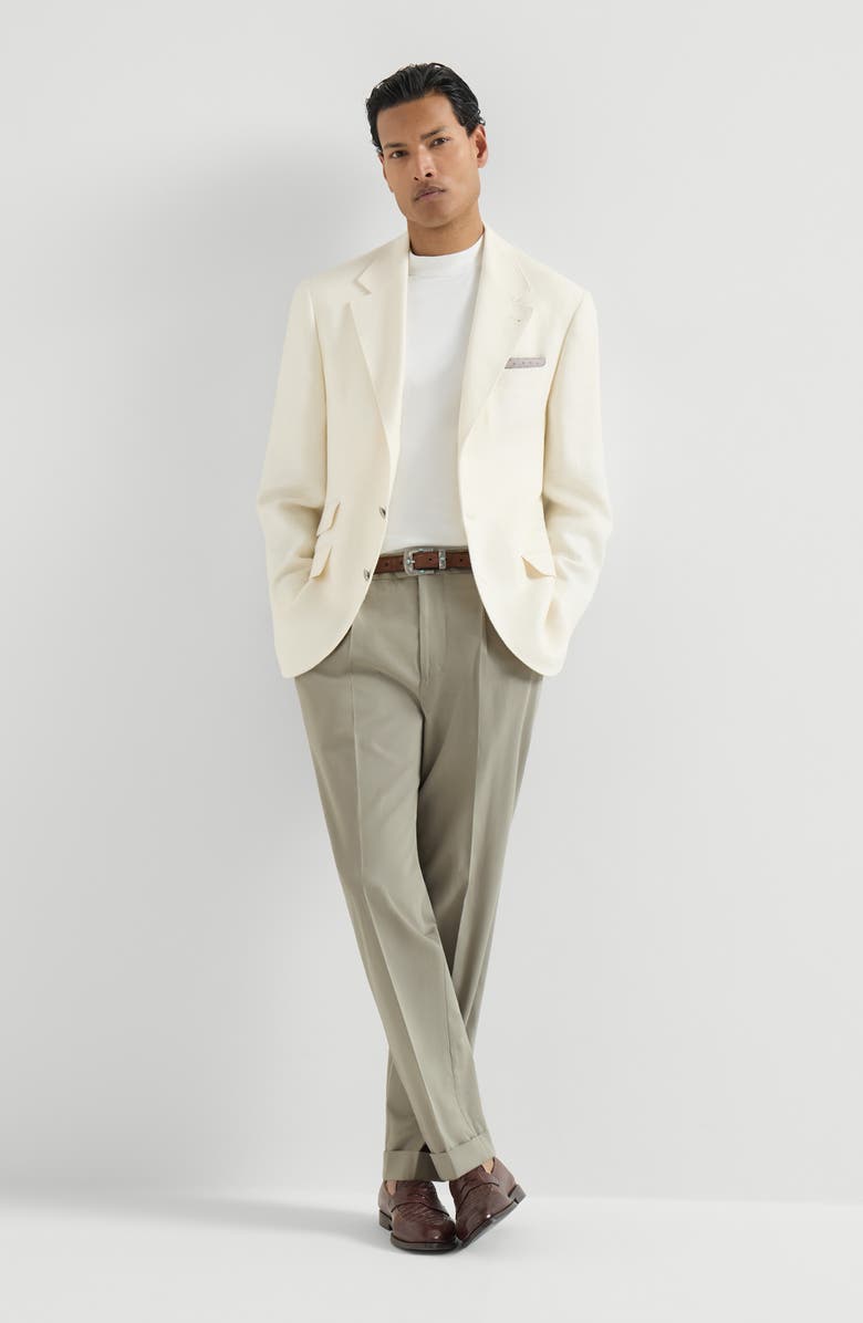Brunello Cucinelli Trousers with pleats, Alternate, color, Khaki