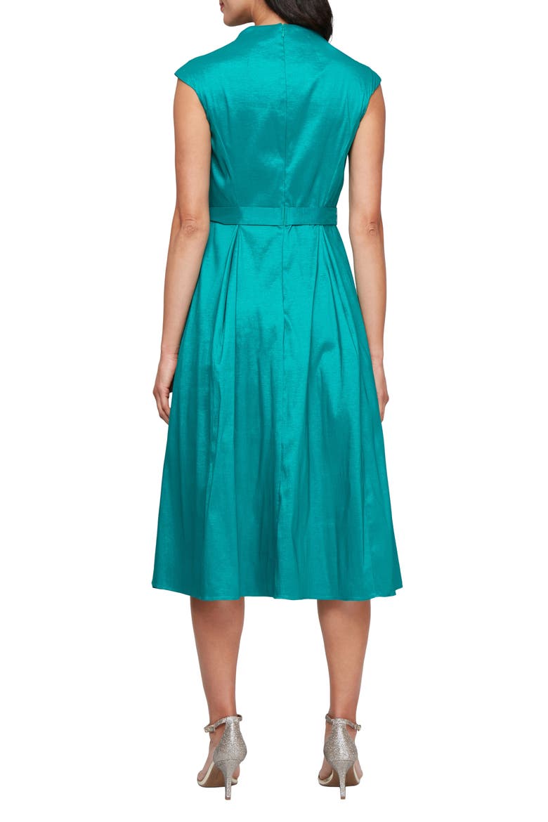 Stretch Taffeta Cocktail Dress, Alternate, color, HOT TEAL