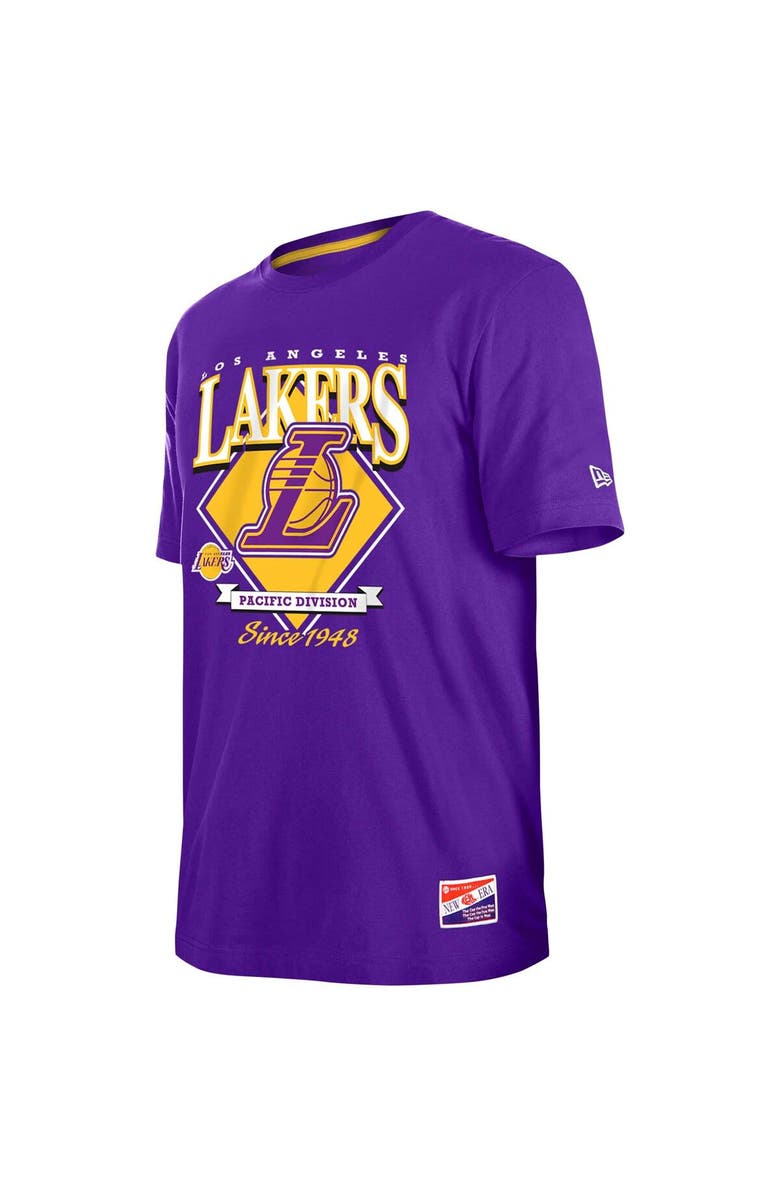 New Era Men's New Era Purple Los Angeles Lakers Throwback T-Shirt, Alternate, color, 