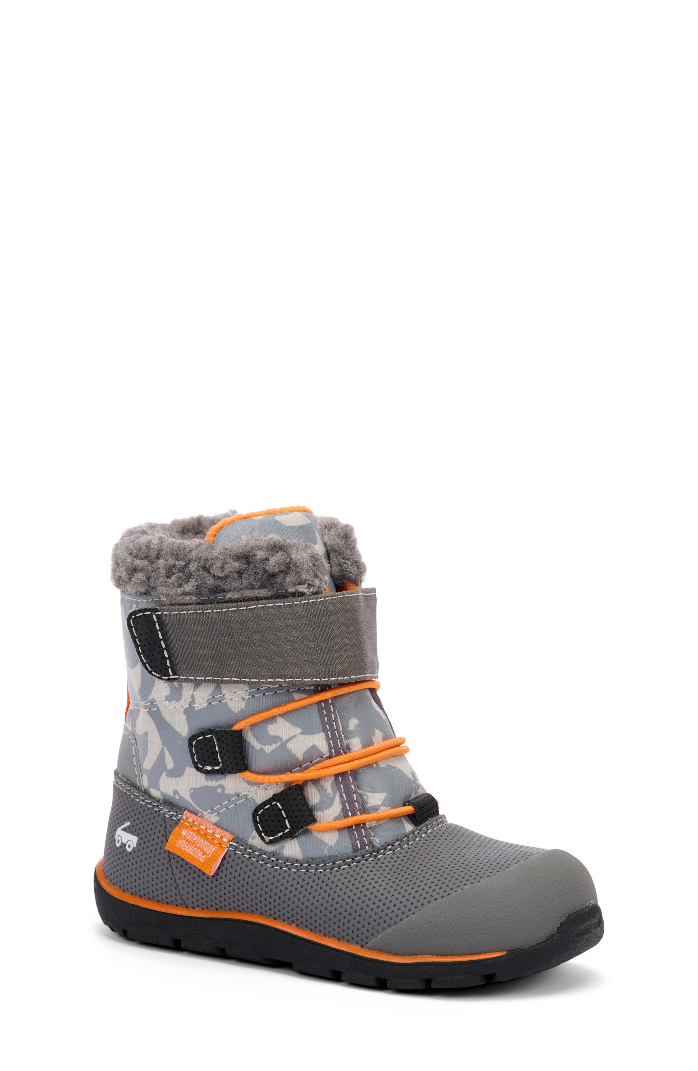 See Kai Run Kids' Gilman Waterproof Snow Boot, Main, color, Gray/ Orange