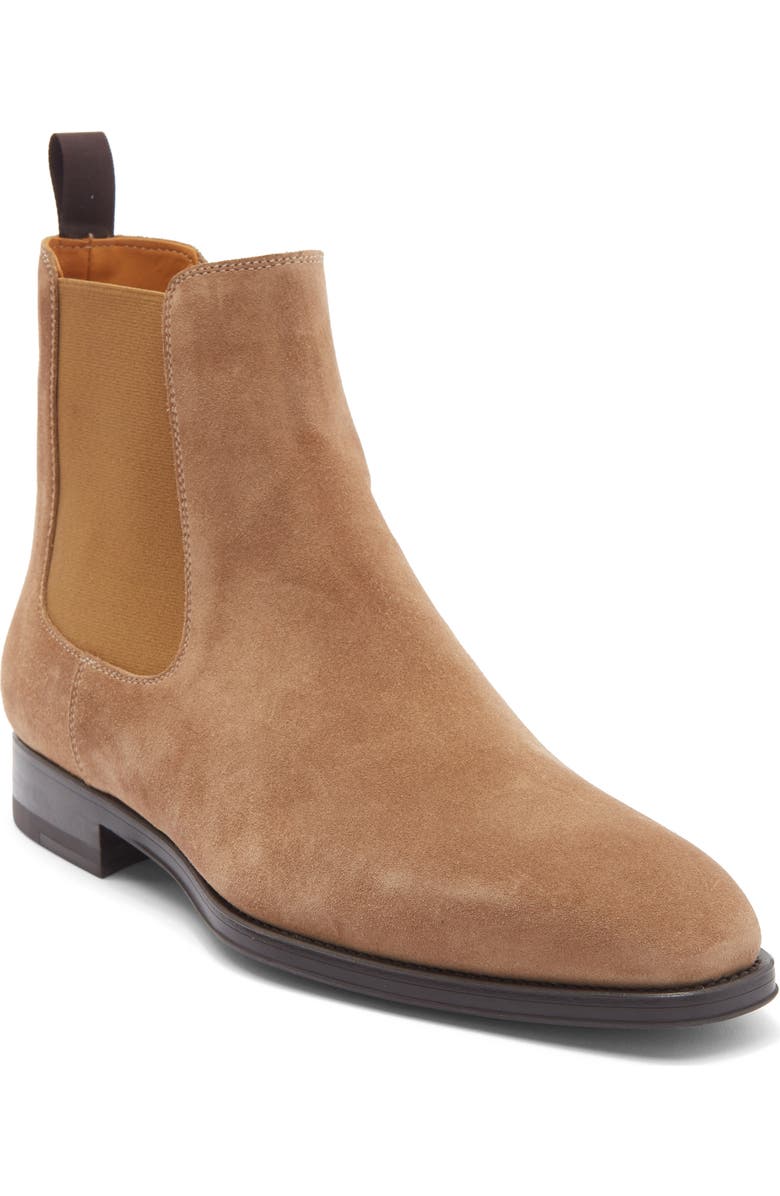 Magnanni Burlo Leather Chelsea Boot, Main, color, Castoro Suede