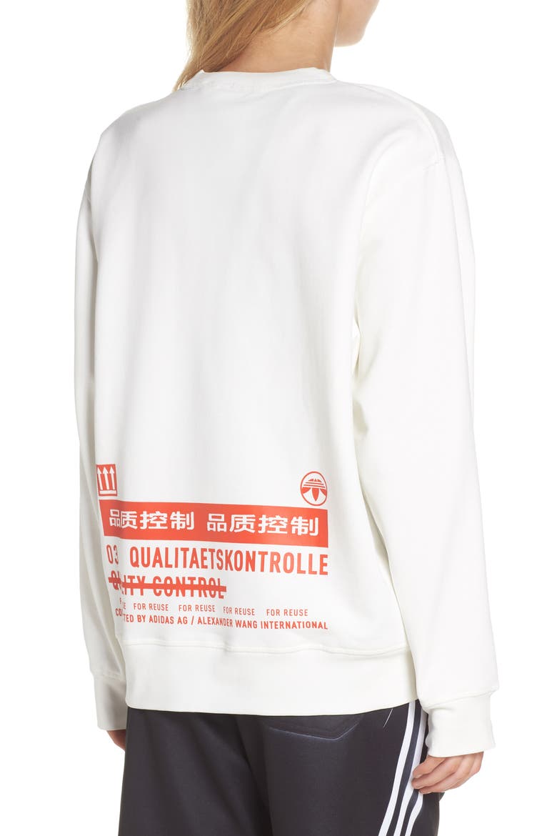 adidas x Alexander Wang Graphite Sweatshirt, Alternate, color, WHITE/ ORANGE/ BLACK