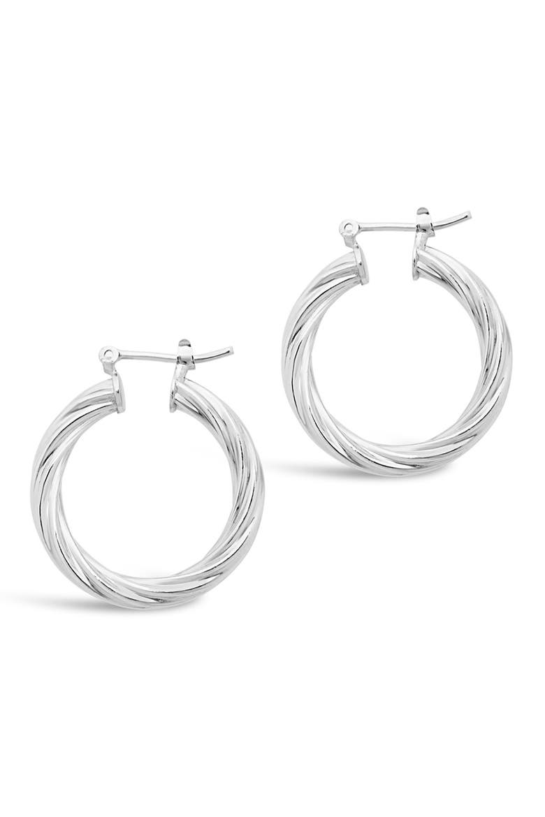 Twist Hollow Hoop Earrings, Alternate, color, SILVER