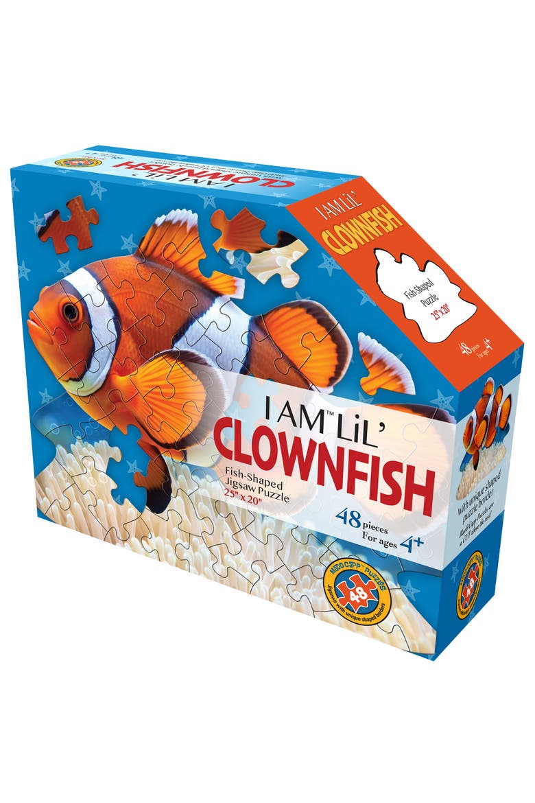 I Am Lil Clownfish 48 Piece Fish Shaped Puzzle, Ocean Life, Alternate, color, Multicolored