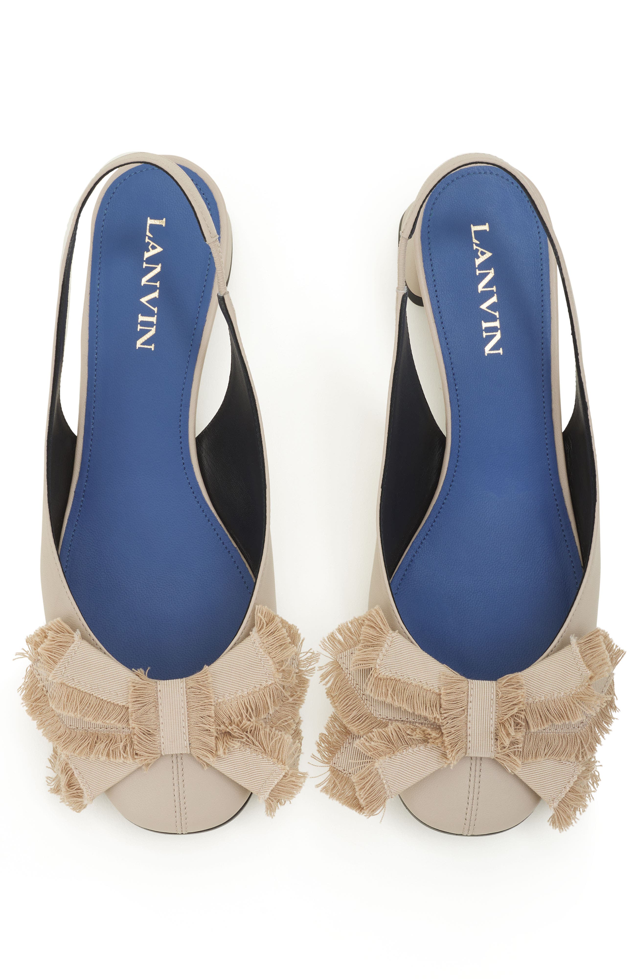 Heeled Slingback Ballerina In Leather, Alternate, color, Sand