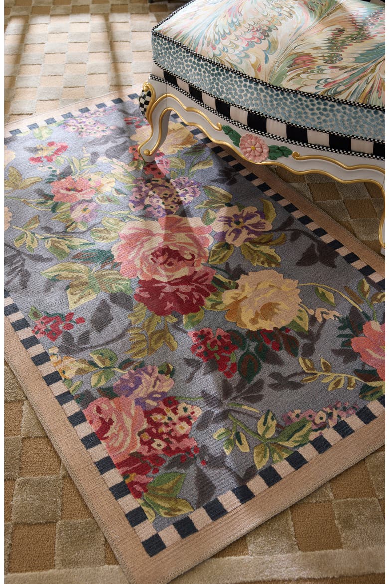 Tudor Rose Washable Rug, Alternate, color, BLUE MULTI