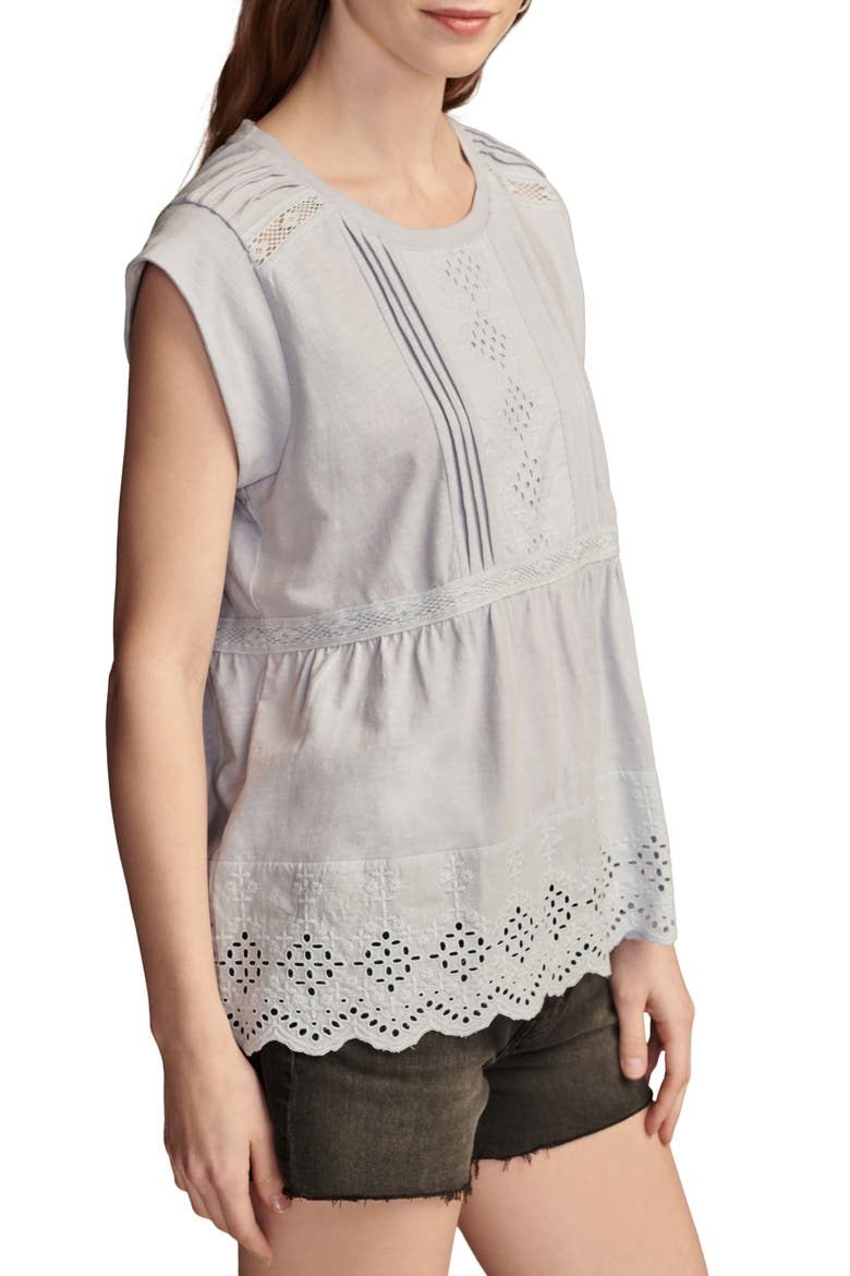 Embroidered Peplum Top, Alternate, color, CLOUD GRAY